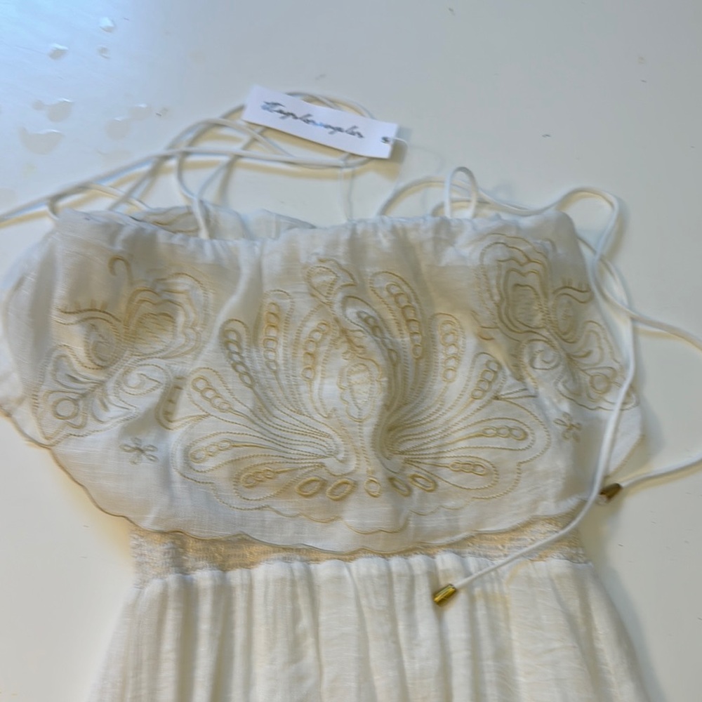T-Bags White and Gold Embellished Maxi Dress